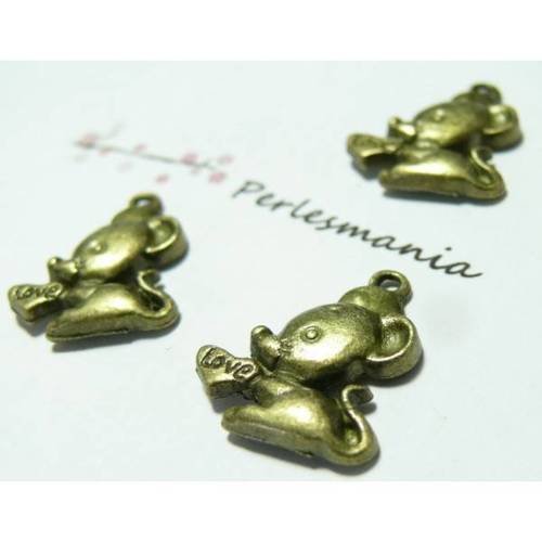 4 pendentifs souris bronze ref 2d1418