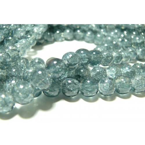 1 fil de150 perles de verre craquelé 2g5914 duo gris 6mm