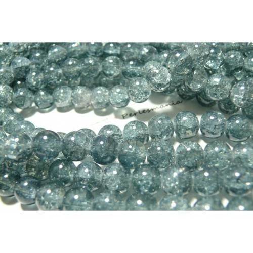 1 fil de105 perles de verre craquelé 2g5918 duo gris