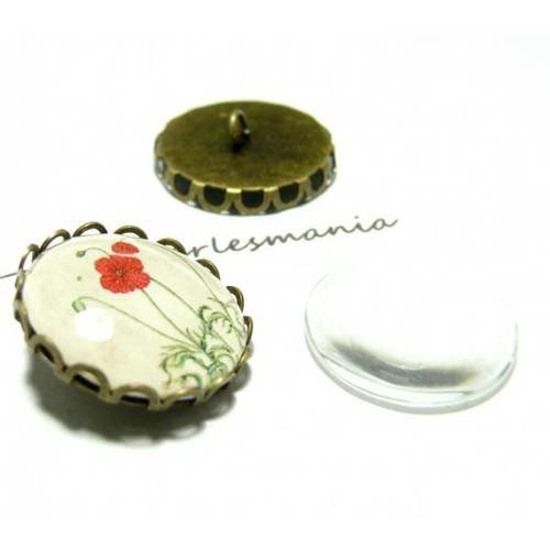 4 pièces: 2 supports 20mm boutons de manchettes vague br et 2 cab