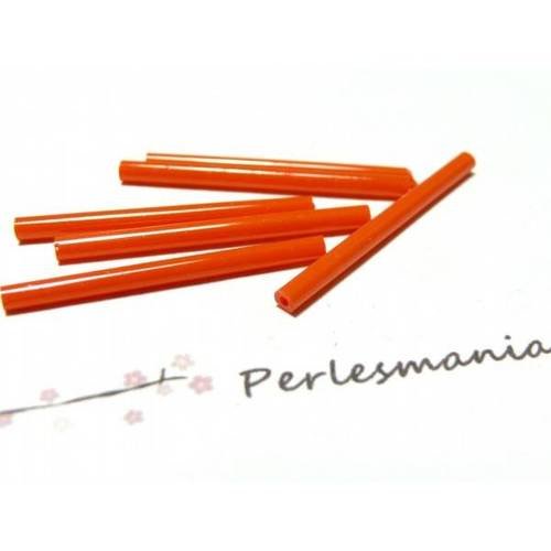 Apprêt bijoux: 15 long tube en verre orange ref 2j9116