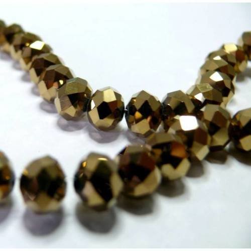 1 fil environ 100 perles facettées rondelles bronze doré 3 par 4mm ref 2j1115
