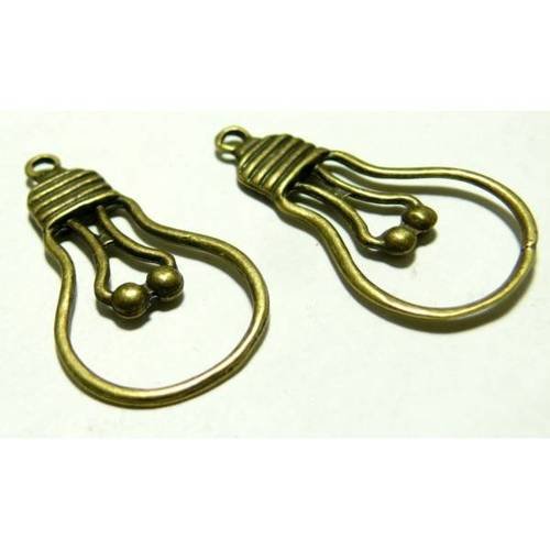 Apprêt bijoux 2 pendentifs ampoule p15830 bronze