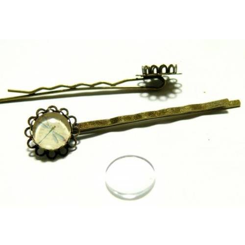 20 pièces 10 supports de barrette 12mm dbl vague bronze et 10 cab