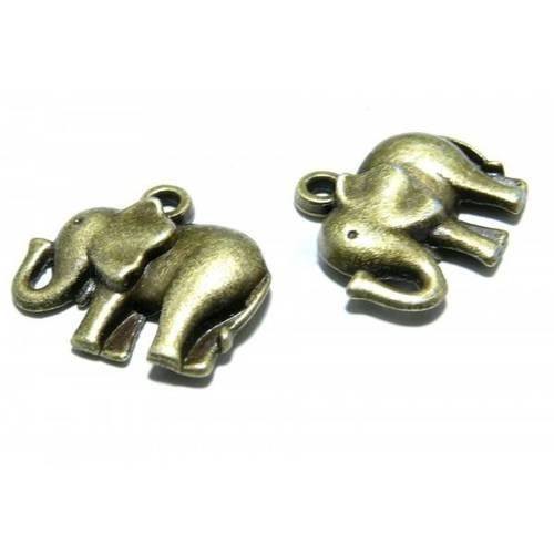 Apprêt bijoux 10 breloques elephant 2w1709 bronze