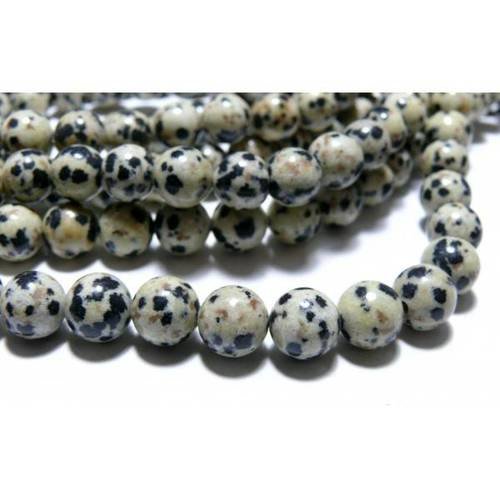 Apprêt bijoux 10 perles jaspe dalmatien 8mm