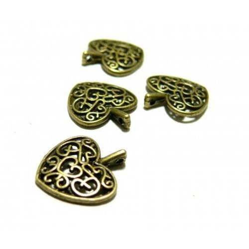Apprêt bijoux 10 pendentifs 2w5642 coeurs bronze