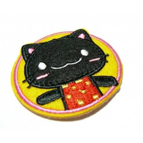 Apprêt mercerie 2 grands patch thermocollant chat 55mm ref188527 237