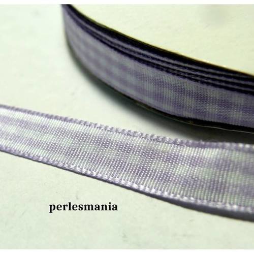 Apprêt mercerie:1 mètre ruban vichy bi face violet pale 10mm