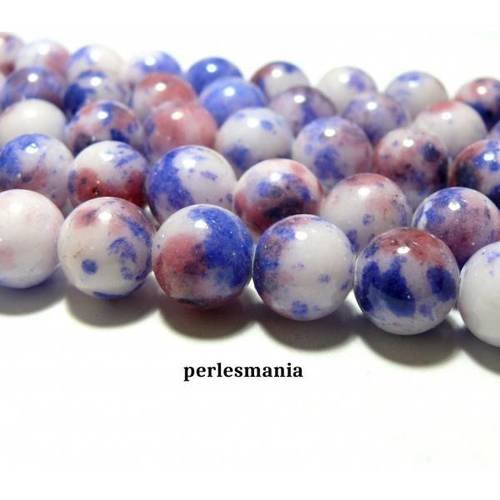 Apprêt et perles: 2 perles jade teintée 12mm bleu et rouge ref73515