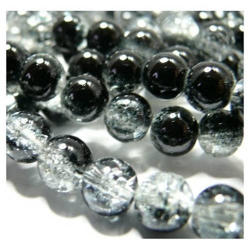 Offre spéciale: 1 fil environ 100 perles de verrecraquelé bicolore noir et blanc 8mm