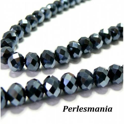 10 perles de rondelles de verre facetté gris foncé 8 par 10mm ref 2j1117