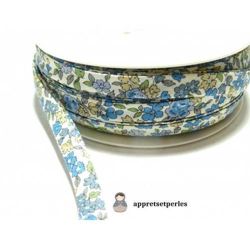 50cm ruban biais liberty double 10mm ref ff collection 15 fleuri liberty