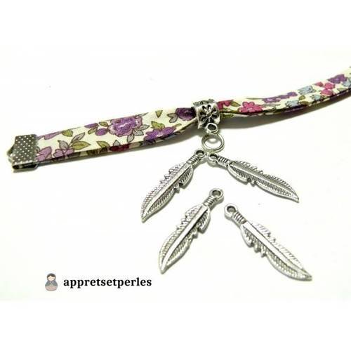 10 pieces breloque 2a2316 pendentif petites plumes feuille vieil argent