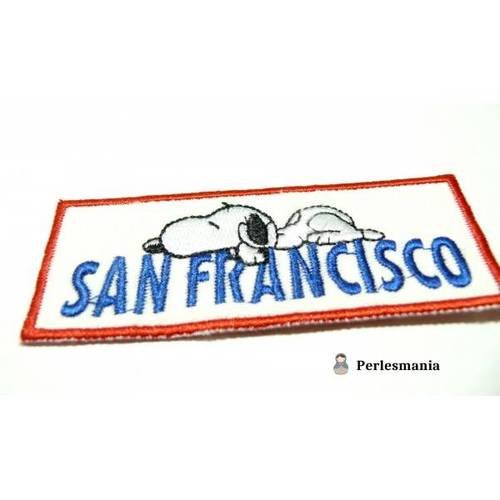 Apprêt mercerie 1 grand patch thermocollant snoopy san francisco ref 203