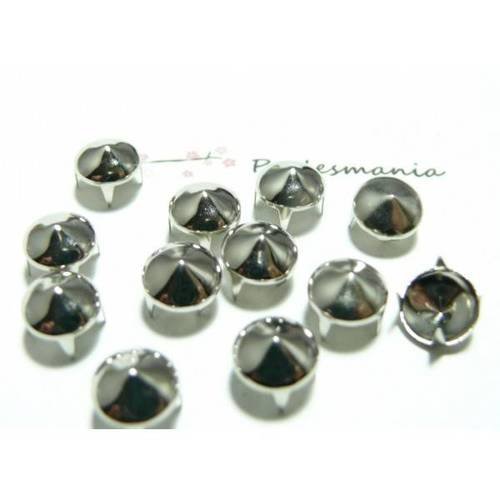 Apprêt bijoux: lot de 50 clous 9mm cones à griffe argent platine