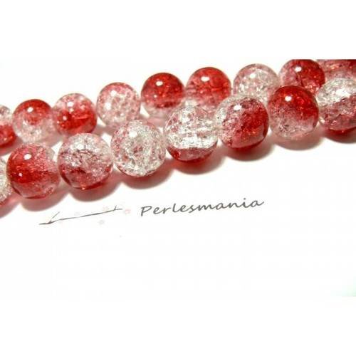 Offre spéciale: 1 fil environ 200 perles de verre craquelé bicolore rouge et blanc 4mm 2o5302