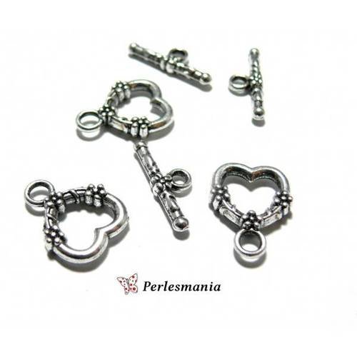 Apprêt bijoux: 10 set 2y1113 magnifique fermoirs viel argent coeur travaillés pur création de bijoux