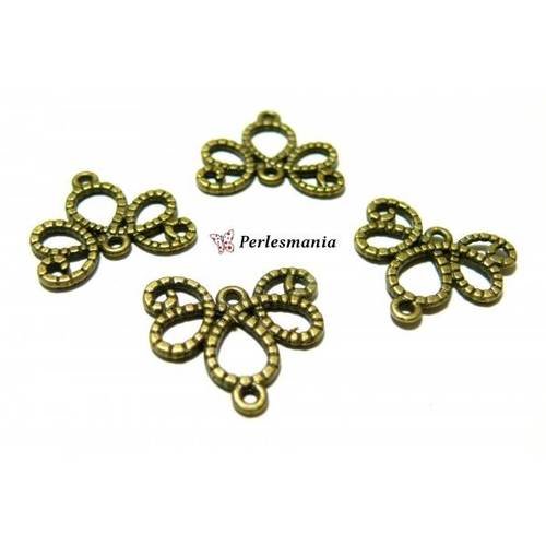 Fournitures pour bijoux: 10 breloques magnifiques multiconnecteur p11609 bronze