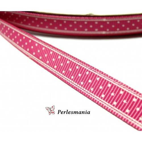 Apprêt mercerie 2 m ruban gros grain rose fushia 10mm ref pg603