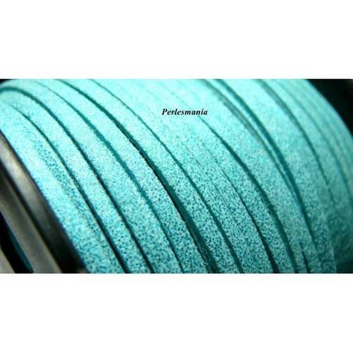 10m de cordon en suédine aspect daim avec paillettes bleu clair ps014-2
