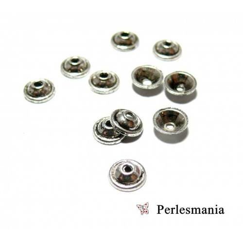 Offre speciale: 50 coupelles calottes caps double ronds vieil argent 2b5768