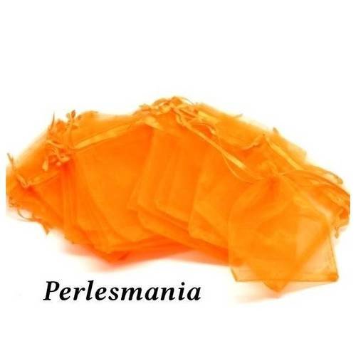 10 très grandes pochettes organza orange ( 12 par 10 cm ) p108