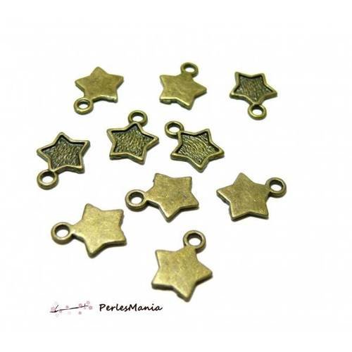 Fournitures loisirs créatifs: 10 pendentifs etoile bronze ob681