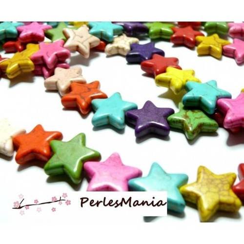 1 fil environ: 20 perles synthetique en howlite multicolores 21x20mm