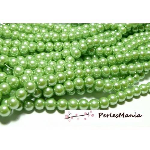 30 perles de verre nacré vert pistache 8mm 2o5505 fournitures pour bijoux