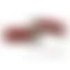 10 pompons breloque passementière 6cm suédine rouge argent platine, apprêts et mercerie