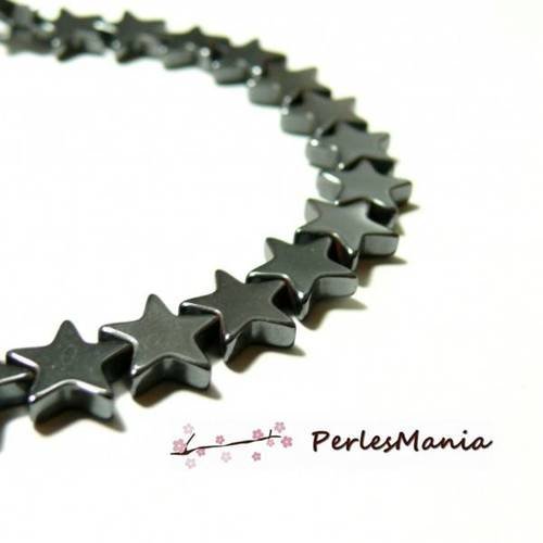 1 fil d'environ 70 perles intercalaire hématite étoiles plat 6mm gris metallisé