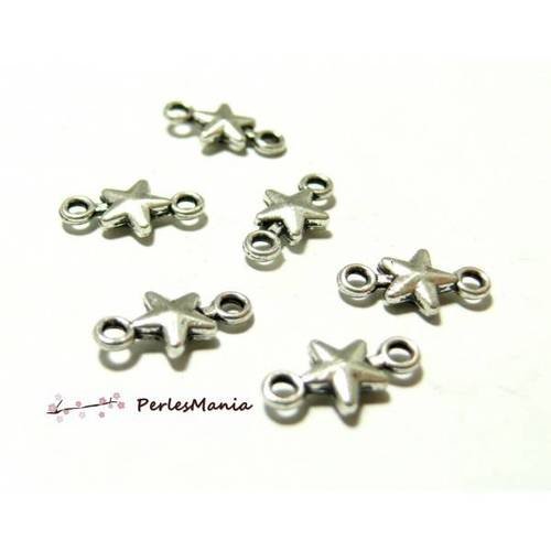 Apprêt bijoux 50 connecteurs étoile 2w6234 vieil argent