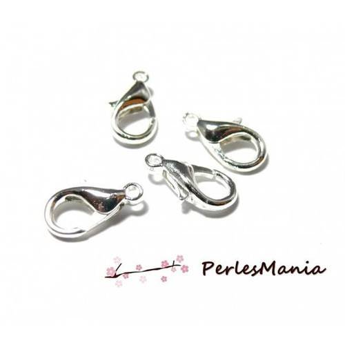 20 fermoirs mousquetons 14mm argent vif fournitures pour création de bijoux
