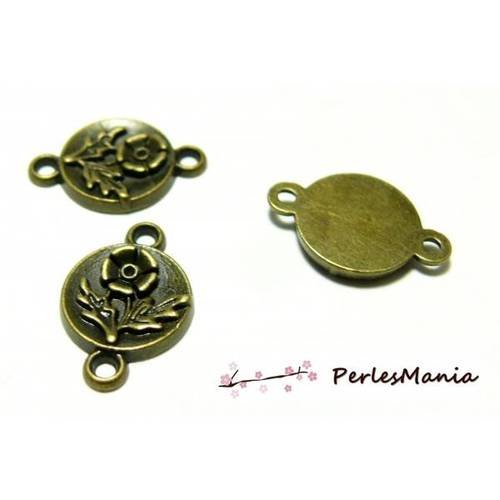 10 pendentifs connecteur intercalaire fleur zen bronze h11003 pour création de bijoux