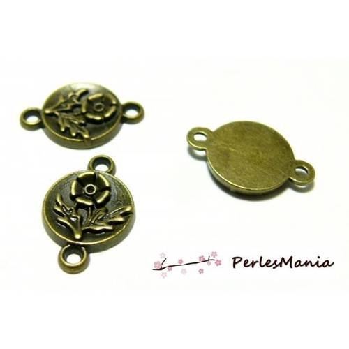 40 pendentifs intercalaire fleur zen bronze h11003 pour création de bijoux