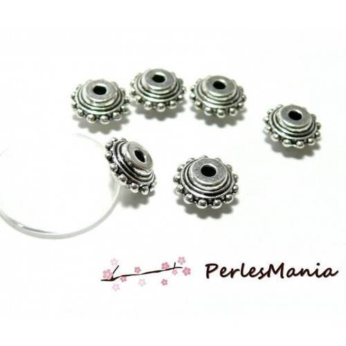 Apprêts et perles: 50 perles intercalaires 2w5418 vieil argent picot 10 par 5mm