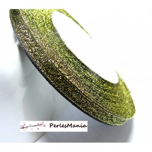 1 rouleau de 22 mètres ruban satin noir pailletté doré 6mm py010