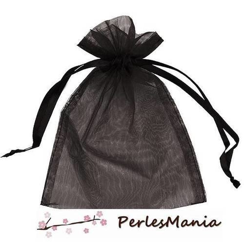 10 pochettes organza noire pm ( 50 par 70mm ) pour bijoux , baptême, mariage