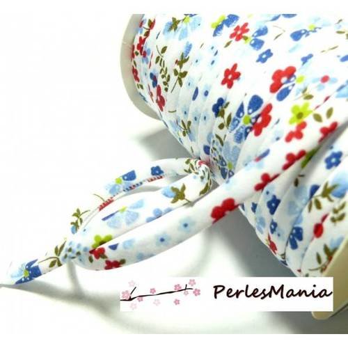 Apprêt 50 cm ruban cordon spaghetti 7mm ref b70600 couleur 18 liberty fleuri