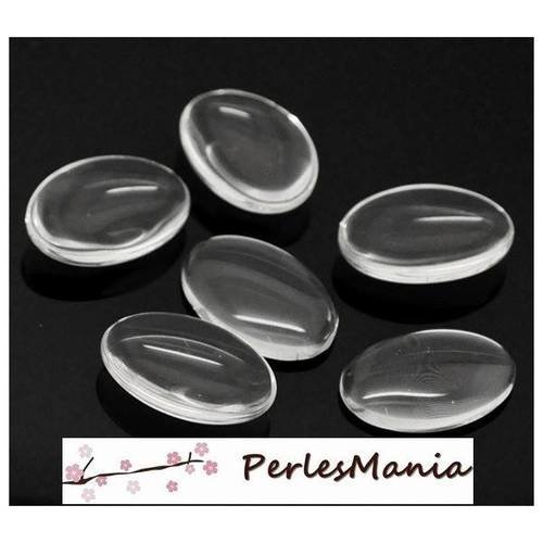 Offre speciale: 100 cabochons en verre transparents ovale 10 par 14mm