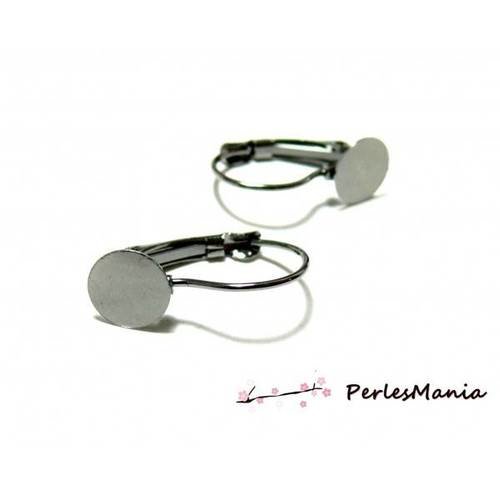 10 boucle d'oreille dormeuses simple plateau 8mm gun metal qualité