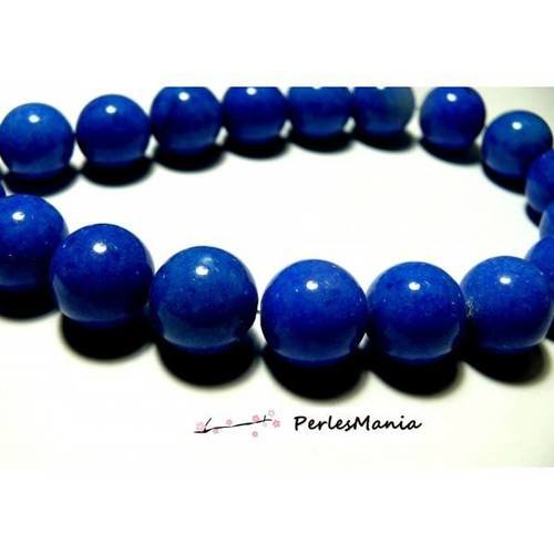 1 fil d'environ 98 perles de jade teintée 4mm bleu electrique pxs08