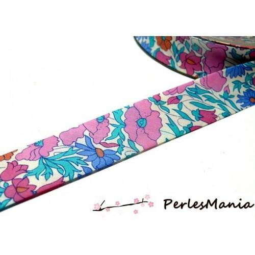 1m ruban biais liberty 20mm b4095l fleuri