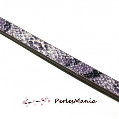 1,2m de cordon plat 10mm imitation serpent violet ref 263