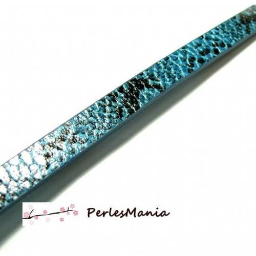60 cm de cordon plat 10mm imitation serpent bleu nuit ref h507