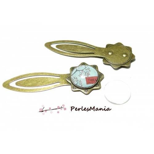 2 pièces: 1 marque page arty 20 mm bronze h333811 et 1 cabochon