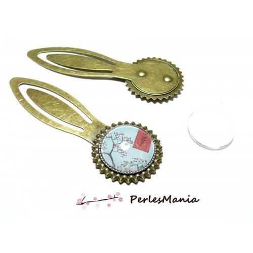 2 pièces: 1 marque page arty 20 mm bronze h330111 et 1 cabochon