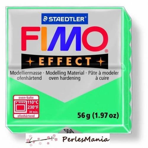 1 pain 56g pate polymère fimo effect vert transparents 8020-504
