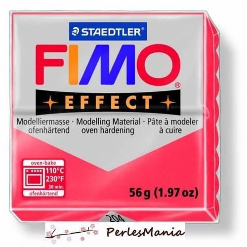 1 pain 56g pate polymère fimo effect rouge translucide 8020-204